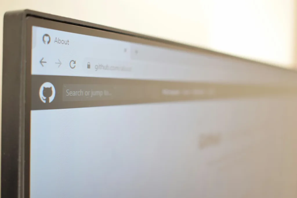 A close up of the github tab on a laptop screen.